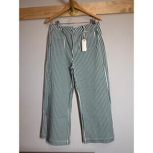 Women's By Together Dark Green Striped Wide Leg Pant Size Large NEW